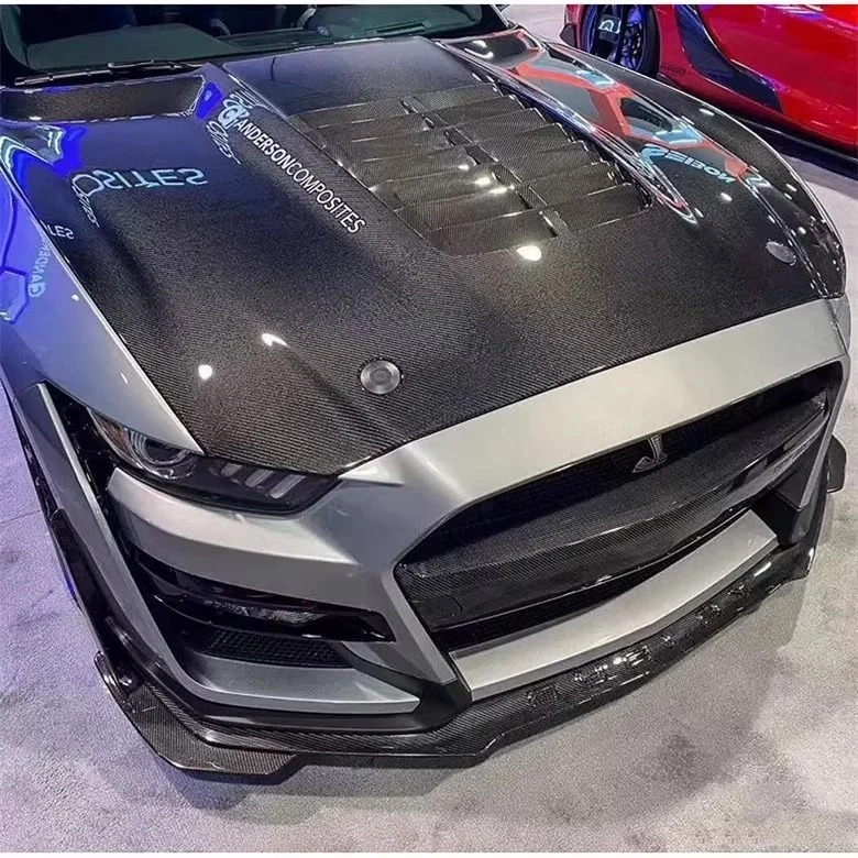 GT500 Style Carbon Fiber Fibre Front Engine Bonnet Hood Vent for Mustang